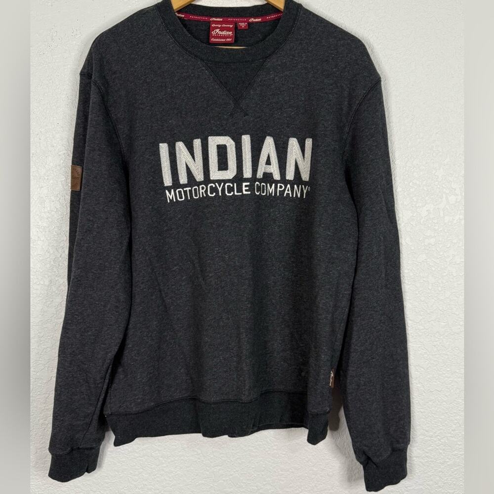 Indian Motorcycle Charcoal Embroidered Front &Back crewneck sweatshirt Moto
